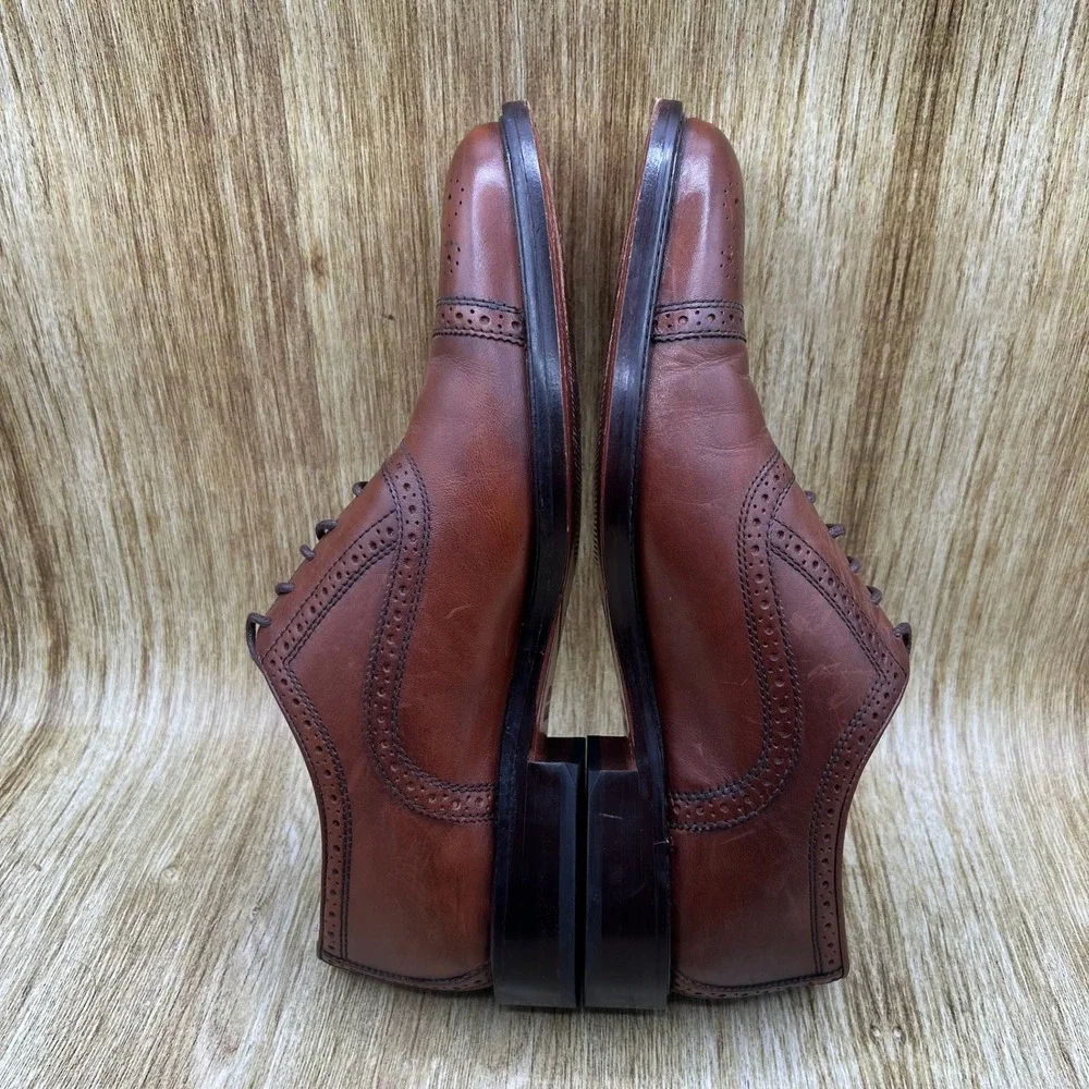 Johnston & Murphy Oxford Shoes Men's 9 M Brown Cap Toe Brogue Leather 59-12530